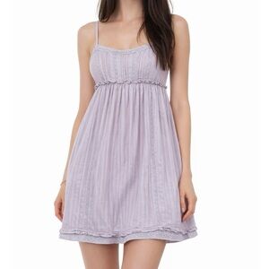 Urban Outfitters Kimchi Blue 100% Cotton Babydoll Boho Lilac Mini Dress